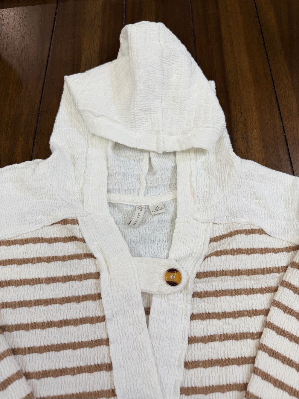 CATO Striped Hooded Henley Textured Top M EUC - Picture 6 of 9